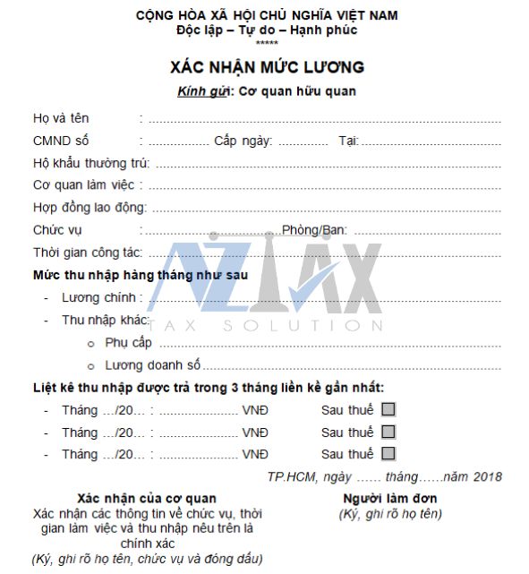 Mẫu xác nhận lương 3 tháng gần nhất 5