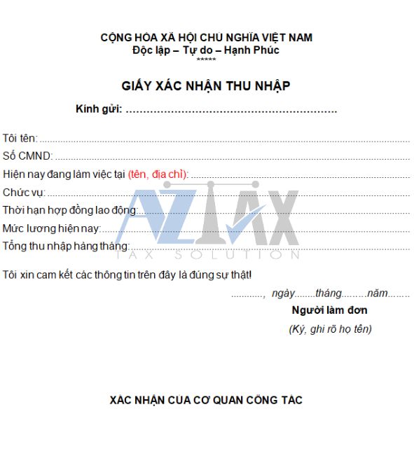 Mẫu xác nhận lương 3 tháng gần nhất 6