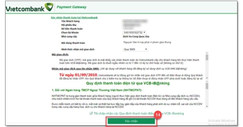 Sau khi đăng nhập, bấm chọn “Xác nhận”