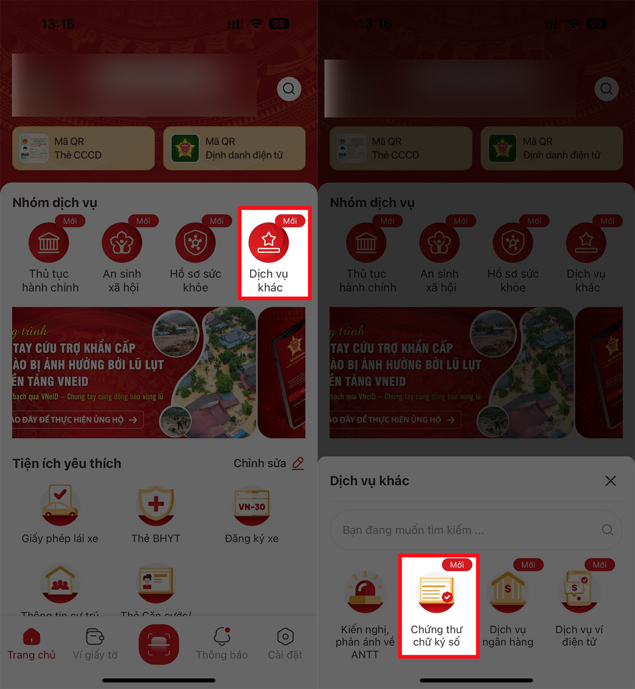 Mở ứng dụng VNeID trên điện thoại