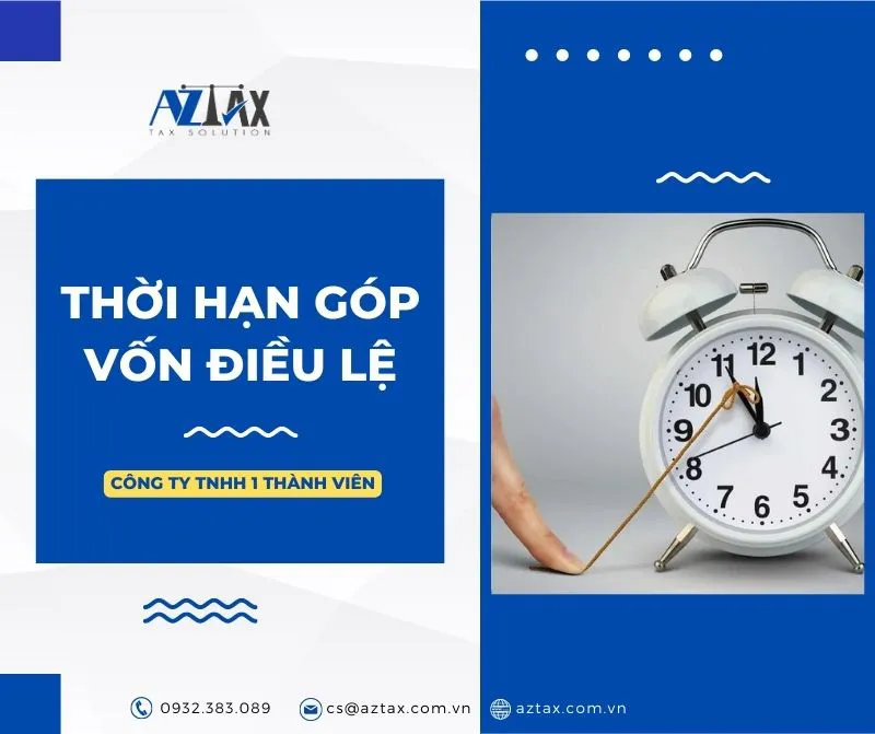 Thời hạn góp vốn điều lệ Công ty TNHH 1 thành viên