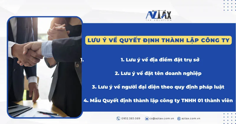 luu y ve quyet dinh thanh lap cong ty