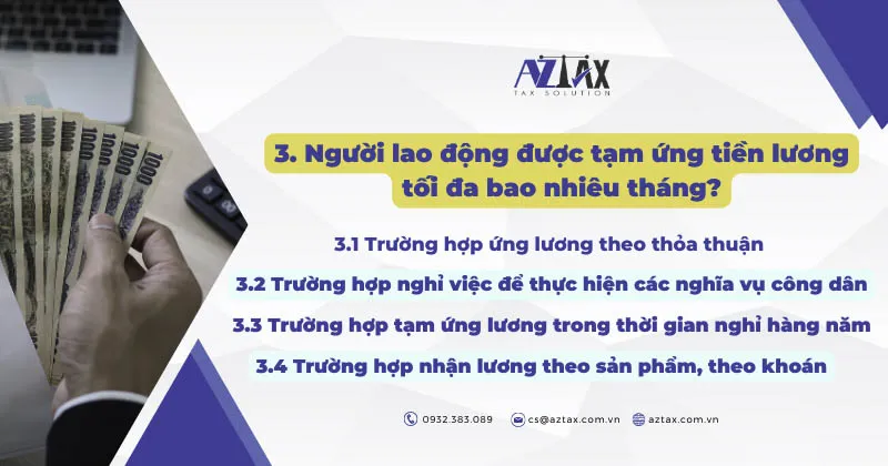 nguoi lao dong duoc tam ung tien luong toi da bao nhieu thang