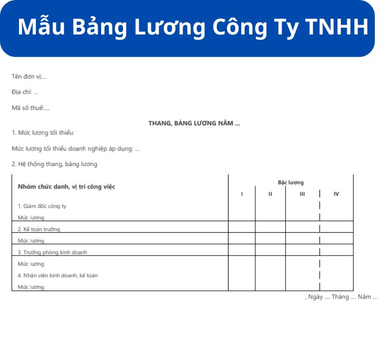 Mẫu thang bảng lương của công ty TNHH