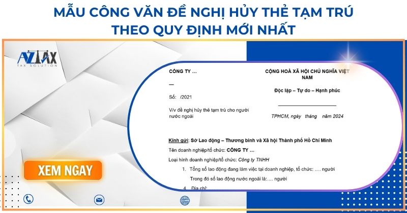 Mẫu công văn đề nghị hủy thẻ tạm trú theo quy định mới