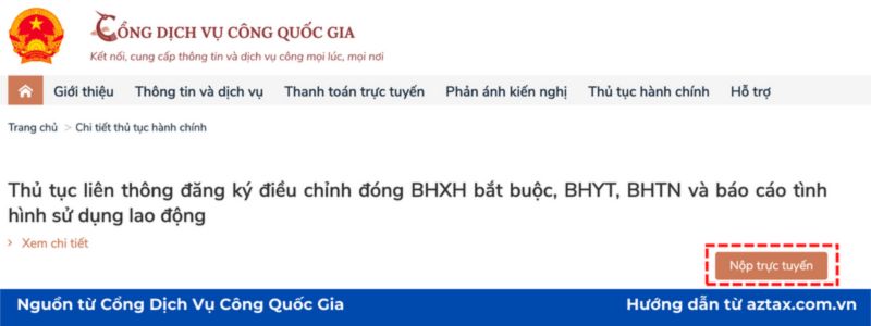 Danh sách các dịch vụ công do BHXH Việt Nam cung cấp để nộp trực tuyến