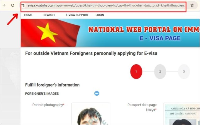 Truy cập vào website đăng ký thị thực điện tử Việt Nam