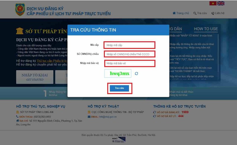 Nhập đầy đủ thông tin và sau đó chọn vào “Tra cứu”