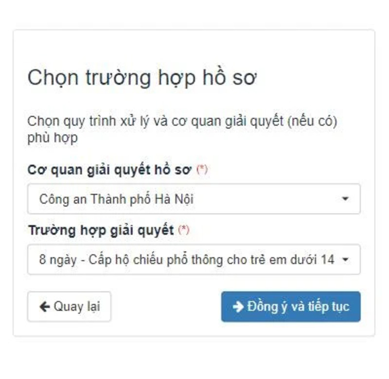 Chọn trường hợp hồ sơ