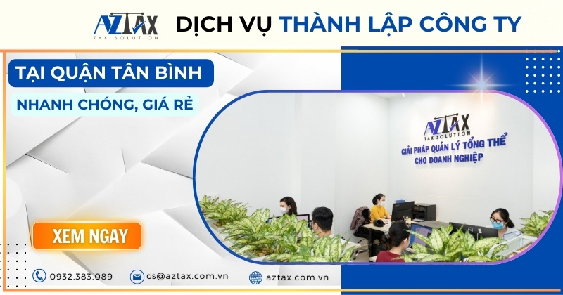 Dịch vụ thành lập ty tại quận Tân Bình nhanh chóng, giá rẻ