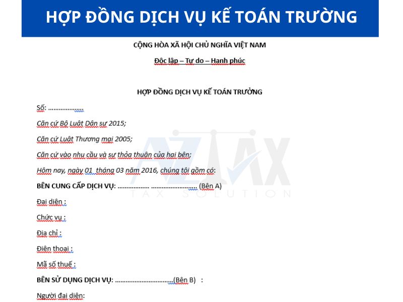 Mẫu hợp đồng dịch vụ kế toán trưởng