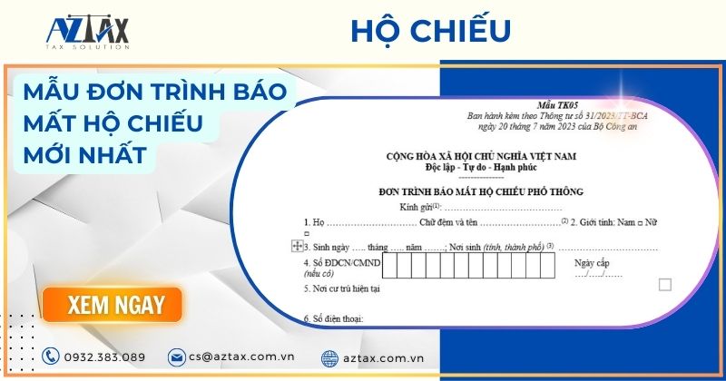 mẫu đơn trình báo mất hộ chiếu mới nhất