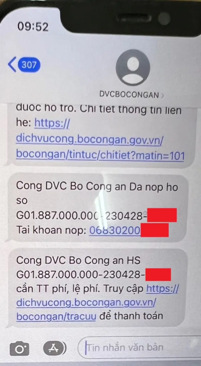 Người làm passport online sẽ nhận được tin nhắn SMS