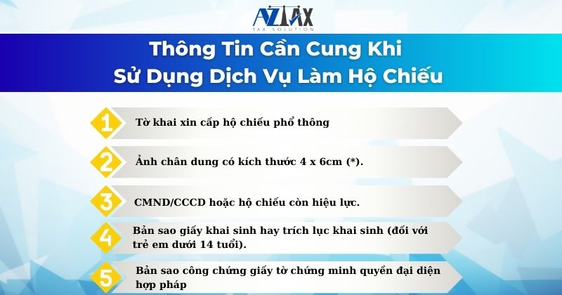 Thông tin cần cung khi sử dụng dịch vụ làm hộ chiếu nhanh