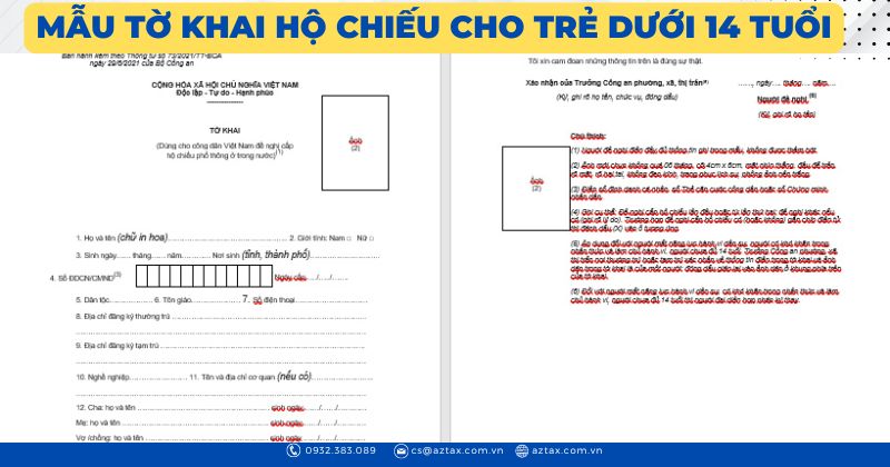 Mẫu tờ khai hộ chiếu cho trẻ dưới 14 tuổi