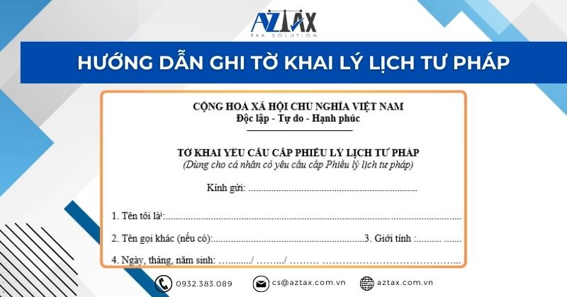 Hướng dẫn ghi tờ khai Lý lịch tư pháp