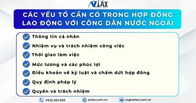 Các yếu tố cần có trong hợp đồng lao động với công dân nước ngoài