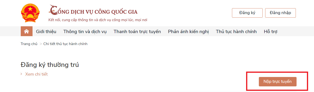 Chọn nộp trực tuyến