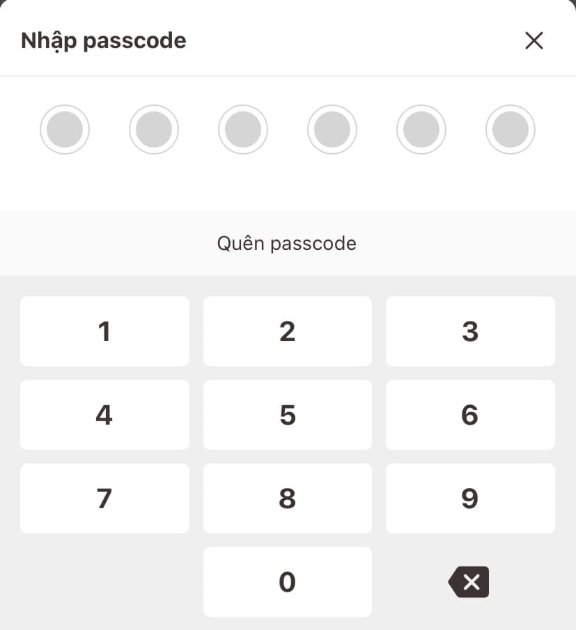 Nhập Passcode