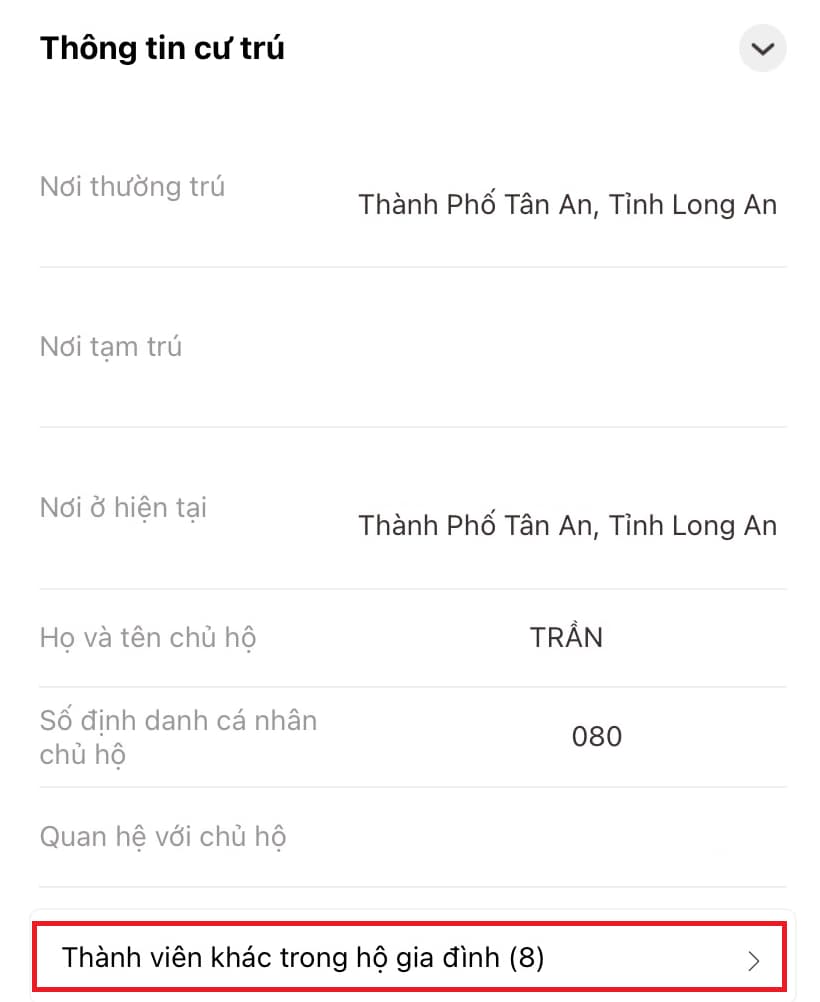 Thành viên khác trong hộ gia đình