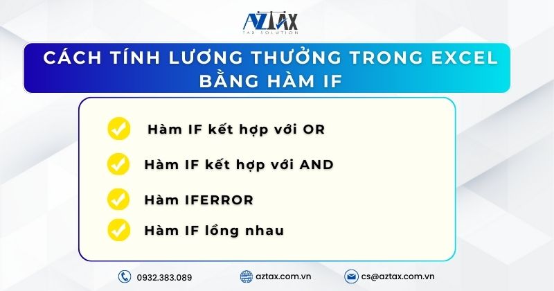 Cách tính lương thưởng trong excel bằng hàm IF