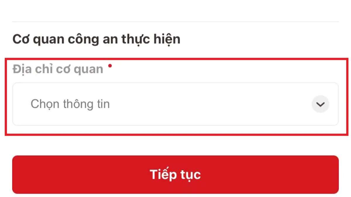 Cung cấp đầy đủ thông tin về "Cơ quan công an thực hiện"