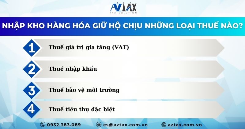 Nhập kho hàng hóa giữ hộ chịu những loại thuế nào?