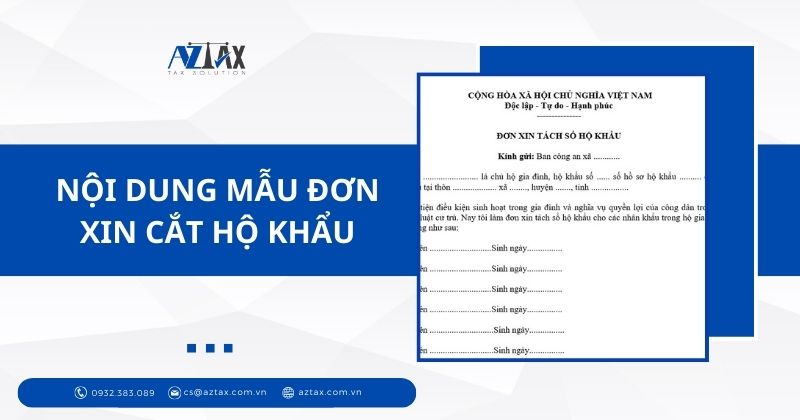 Nội dung mẫu đơn xin cắt hộ khẩu