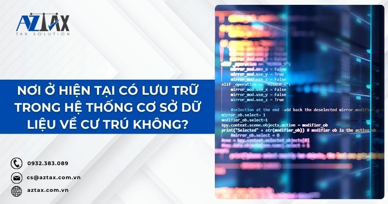 Nơi ở hiện tại có lưu trữ trong hệ thống cơ sở dữ liệu về cư trú không?