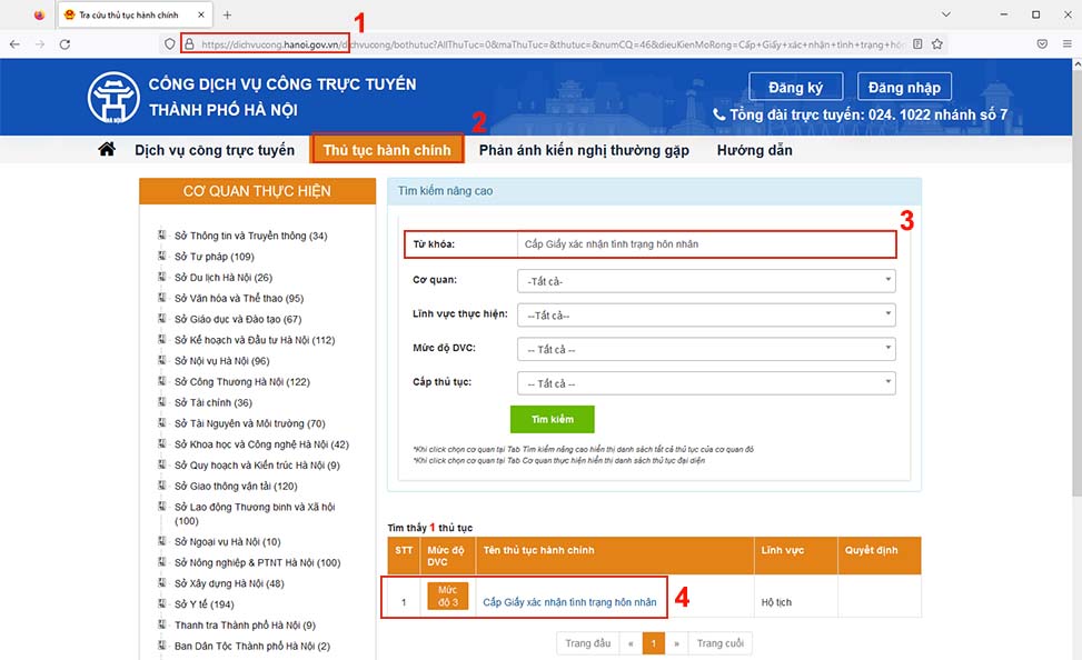 Nộp hồ sơ trực tuyến tại Cổng dịch vụ công trực tuyến thành phố Hà Nội