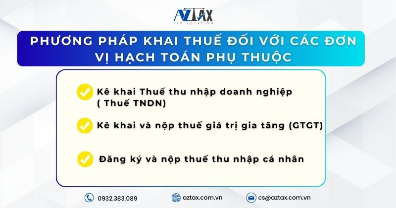 Phương pháp khai thuế đối với các đơn vị hạch toán phụ thuộc