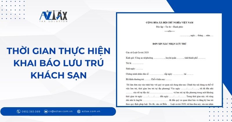 Thời gian thực hiện khai báo lưu trú khách sạn