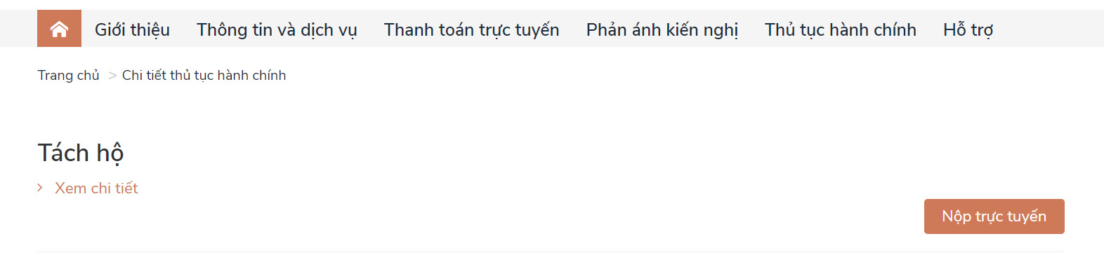 Tìm thủ tục tách hộ