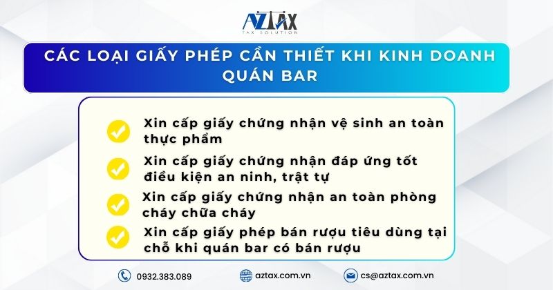 Các loại giấy phép cần thiết khi kinh doanh quán Bar