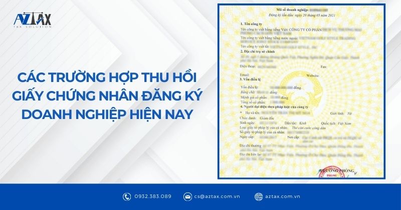 Các trường hợp thu hồi giấy chứng nhân đăng ký doanh nghiệp hiện nay