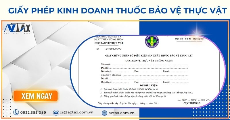 giấy phép kinh doanh thuốc bảo vệ thực vật