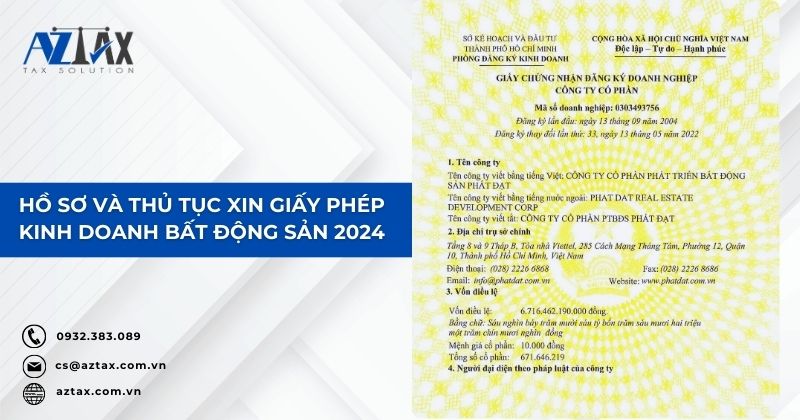 Hồ sơ và thủ tục xin giấy phép kinh doanh bất động sản 2024