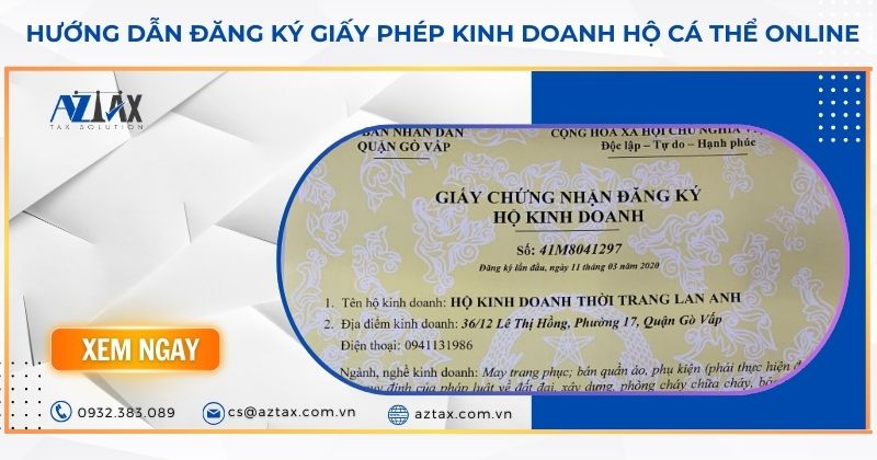 Hướng dẫn đăng ký giấy phép kinh doanh hộ cá thể online