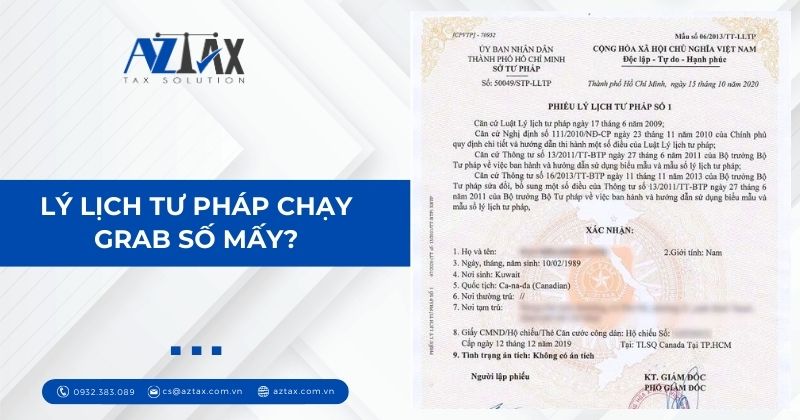 Lý lịch tư pháp chạy grab số mấy?