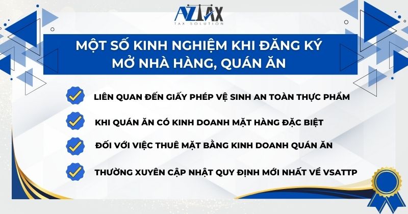 Một số kinh nghiệm khi đăng ký mở nhà hàng, quán ăn