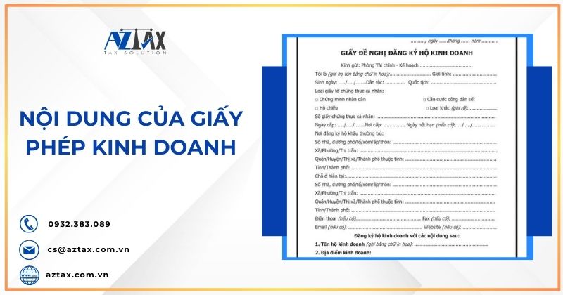 Nội dung của giấy phép kinh doanh