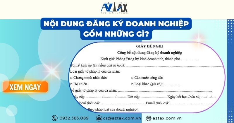 Nội dung đăng ký doanh nghiệp gồm những gì?