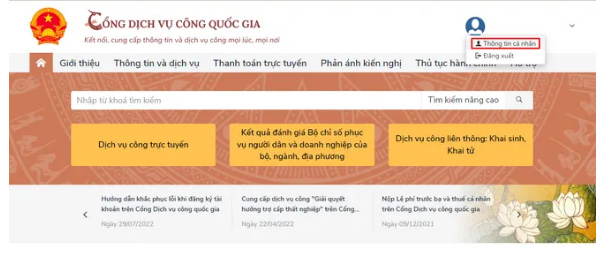 Truy cập Cổng dịch vụ công Quốc gia