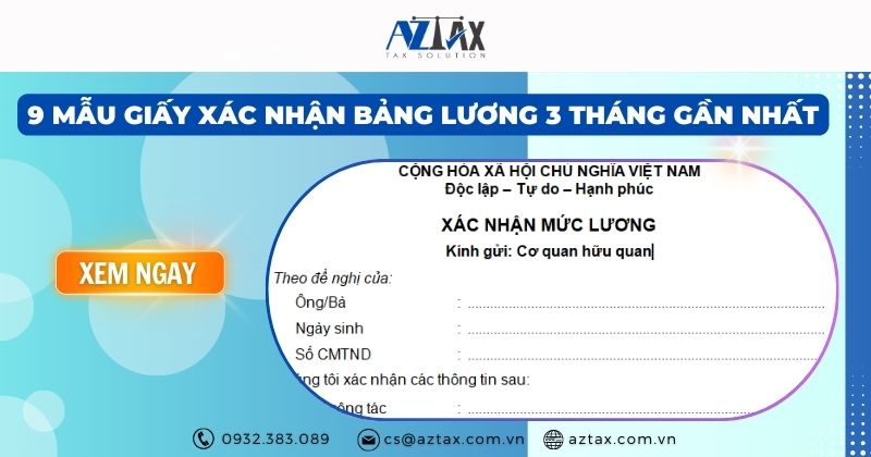 9 Mẫu giấy xác nhận bảng lương 3 tháng gần nhất