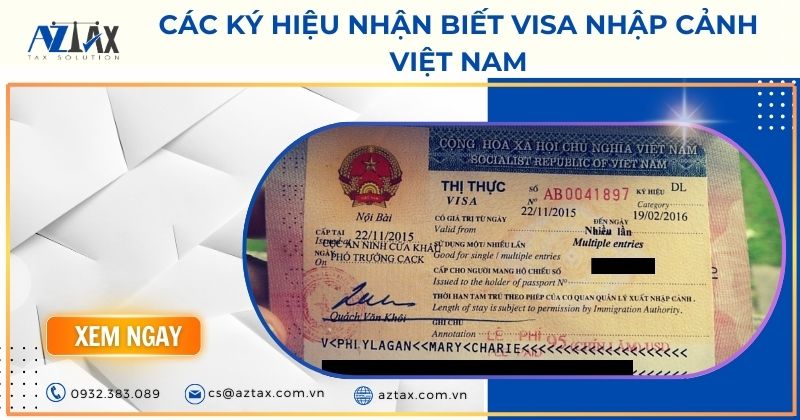 Các ký hiệu nhận biết visa nhập cảnh Việt Nam