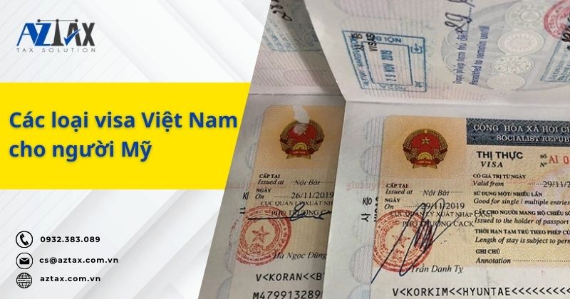 Các loại visa Việt Nam cho người Mỹ