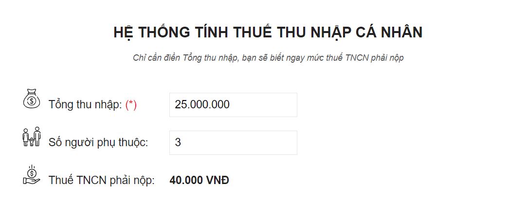 Cách tính thuế TNCN trực tuyến trên LuatVietNam