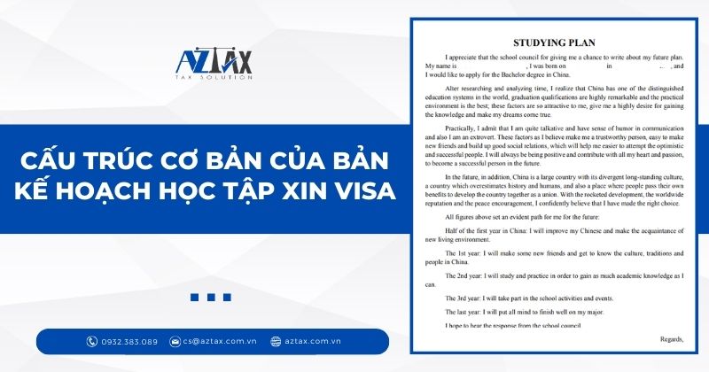 Cấu trúc cơ bản của bản kế hoạch học tập xin visa