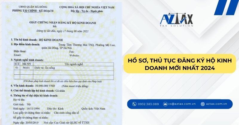 Hồ sơ, thủ tục đăng ký hộ kinh doanh mới nhất 2024