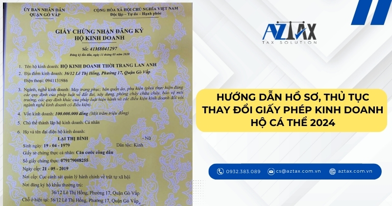 Hướng dẫn Hồ sơ, thủ tục thay đổi giấy phép kinh doanh hộ cá thể 2024